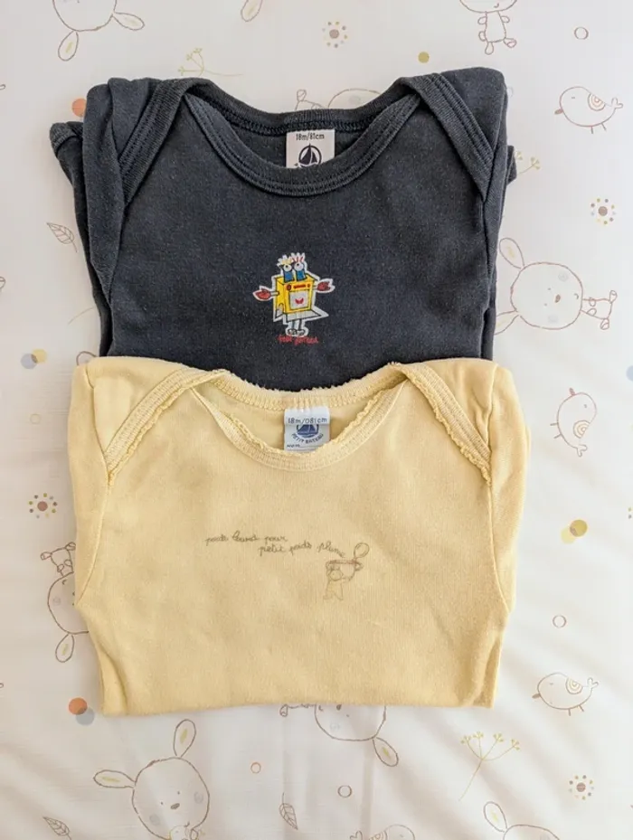 Lot de 2 bodies manches courtes Petit Bateau
