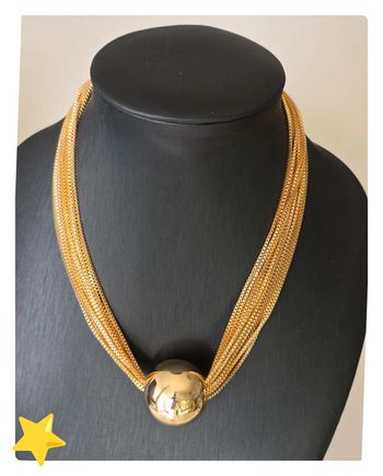 Collier multi chaine vénitienne acier inoxydable dorée avec boule