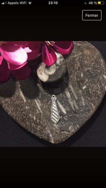 Pendentif fantaisie métal argenté cravate jomme