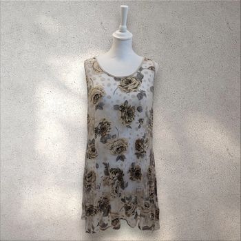 Tunique sans manche robe de plage en transparence à motifs fleuris taille XL