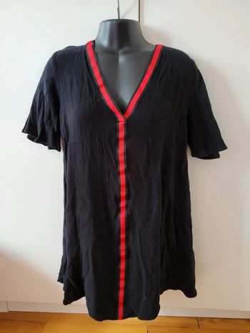 Tee shirt noir rouge décolleté fluide taille L 40
