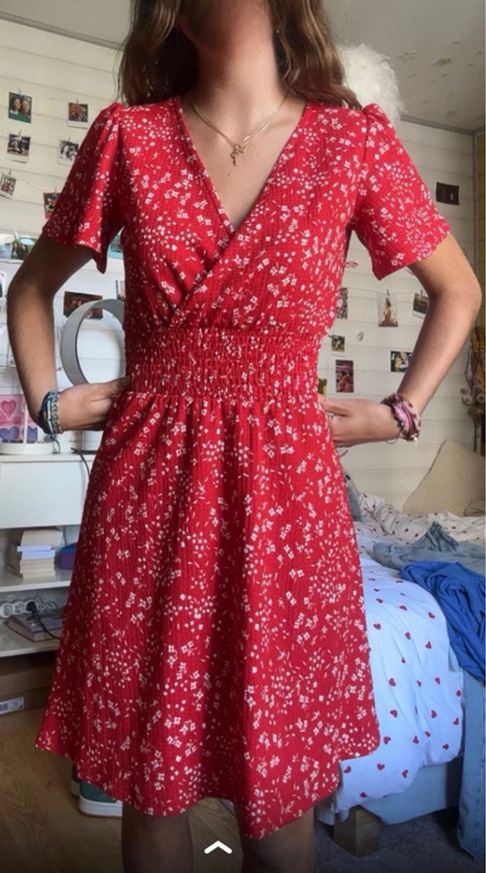 Robe courte Cache Cache - Fleurie rouge - Taille XS - photo numéro 7