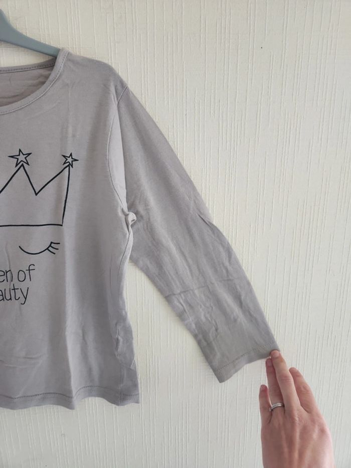 Tee-shirt gris manches longues kiabi 6 ans "Queen of beauty" - photo numéro 5