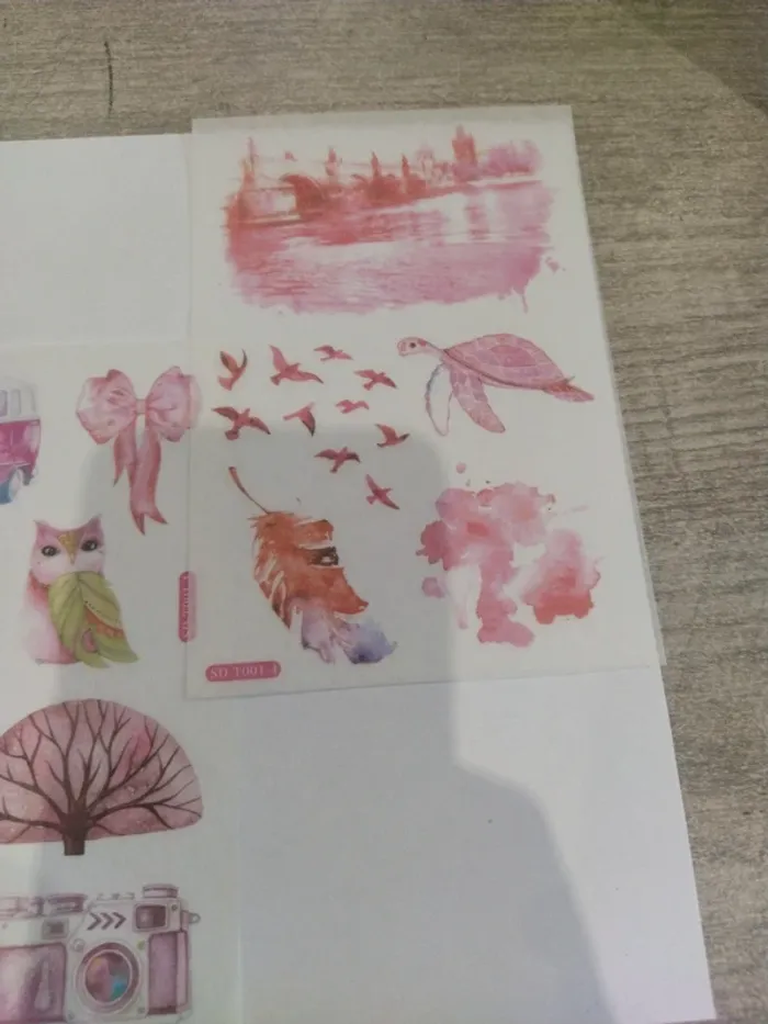 Lot de 3 planches de stickers dans les tons rose (lot B) - photo numéro 4