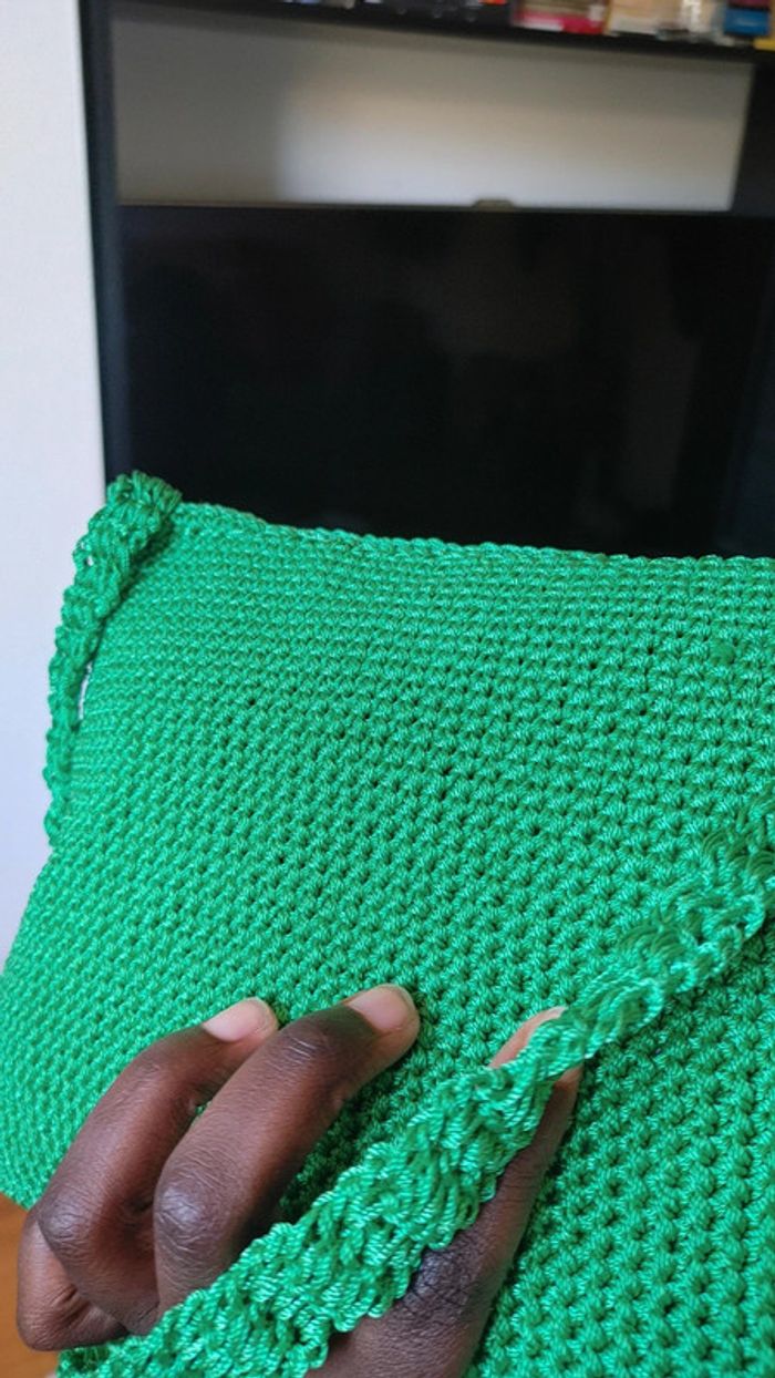 Magnifique sac tricoté main avec fil en nylon en bandoulière - photo numéro 6