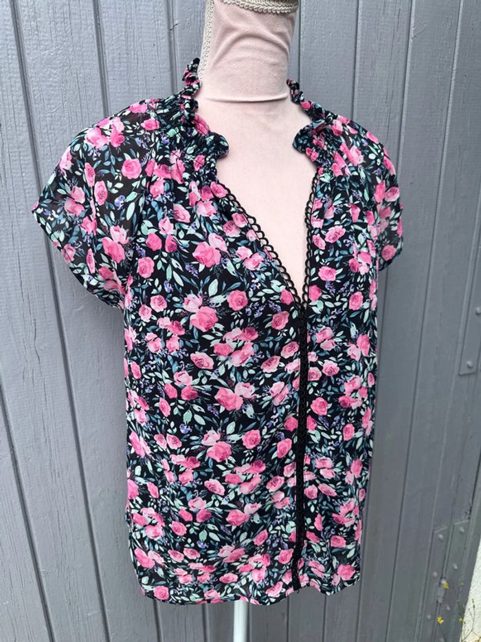 Haut manches courtes été léger fleuri coloré S/36 - photo numéro 2