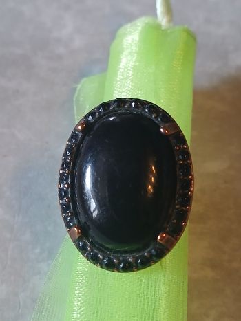 Bague ajustable ovale noir et doré
