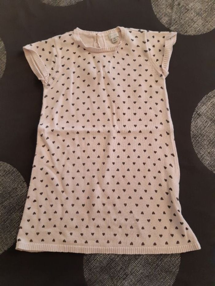 Robe pull rose pale avec coeurs