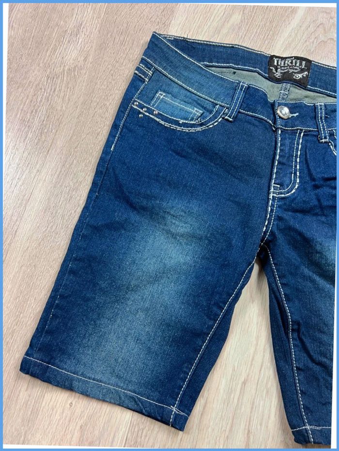 Short en jean vintage Femme Bleu marine à bijoux – Taille M - photo numéro 11