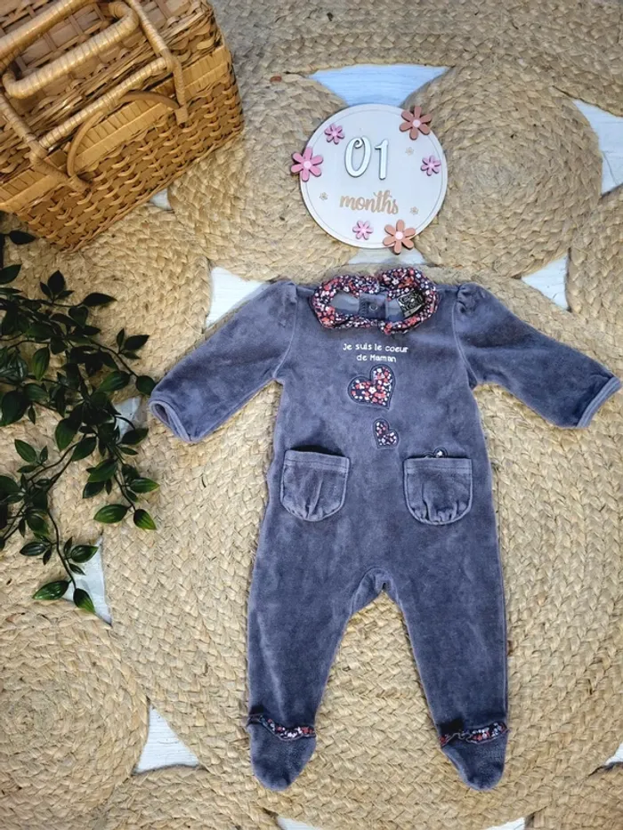 🌼 Pyjamas velour 1mois fille, Tape à l'œil 🌼