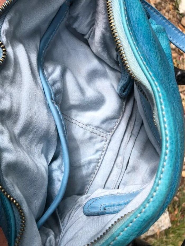 👜 Sac à main pochette bleu turquoise à bandoulière - 100% Cuir - photo numéro 18