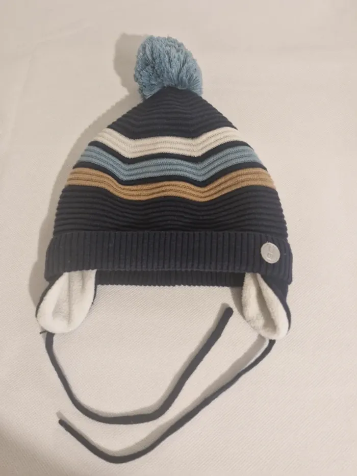 Bonnet à pompon doublé polaire 2-3 ans Obaïbi
