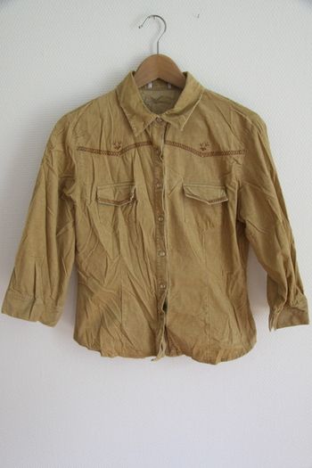 Vintage - Chemise brodée en velours fin 100% coton style squaw / pocahontas