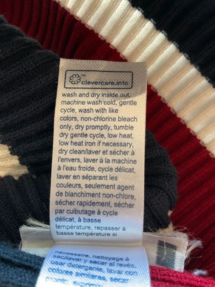 Robe côtelée manches courtes prêt du corps rayée marine et bordeaux Tommy Hilfiger taille L 028 - photo numéro 13