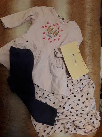 Ensemble t shirt + robe + legging bébé fille 18 mois