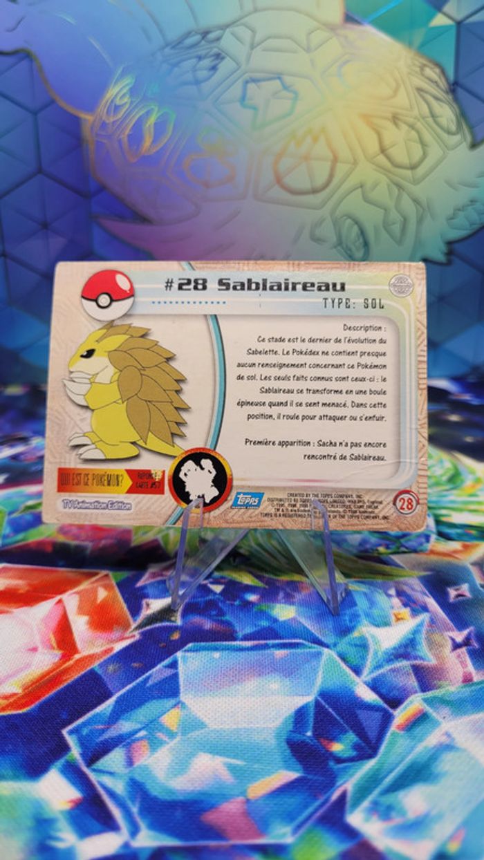 Carte Pokémon Topps n°28 Sablaireau Series 1 FR - photo numéro 3