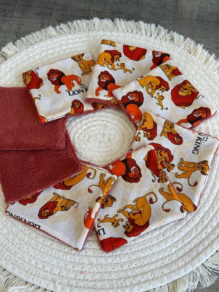 Lingettes bébé lavables  roi lion Disney lot de 8