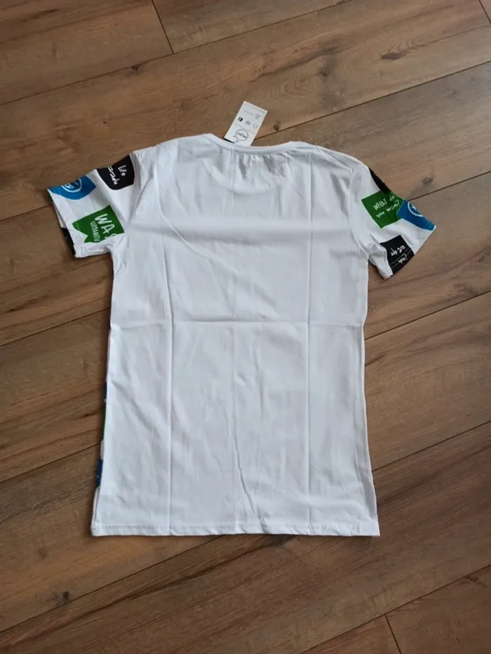 Tee shirt blanc homme manches courtes M - photo numéro 4