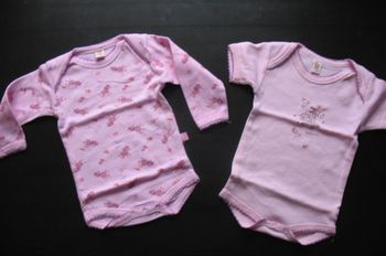 LOT DE 2 BODYS ROSE BÉBÉ FILLE "HIBOU" - 6 MOIS - n°01