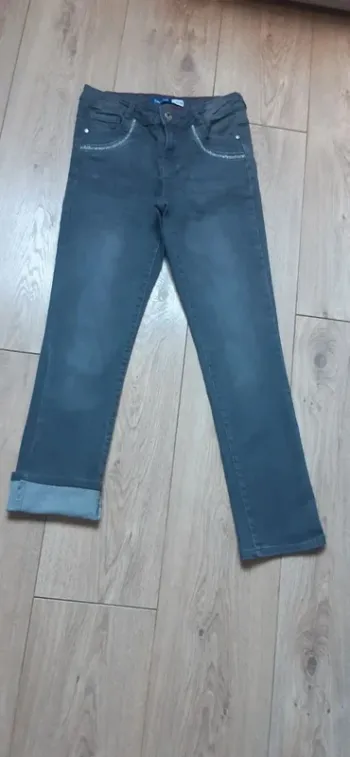 Pantalon jeans slim okaidi gris 10 ans état neuf