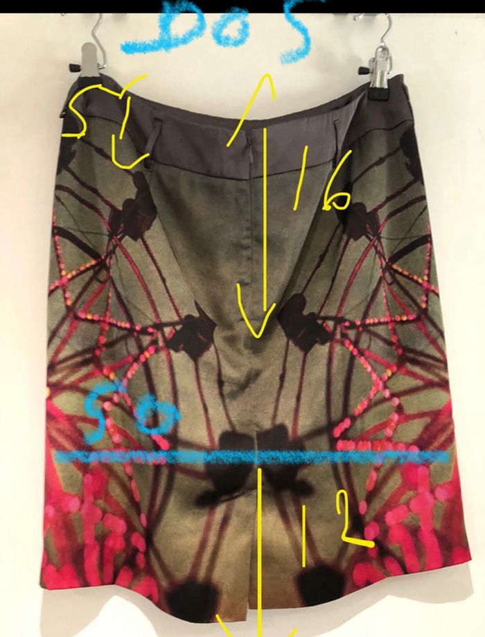 Jupe légère one step taille 40 polyester Kaki jaune rose - photo numéro 3