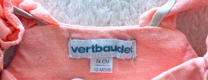 robe à bretelle corail « Vertbaudet » T12 mois - photo numéro 2