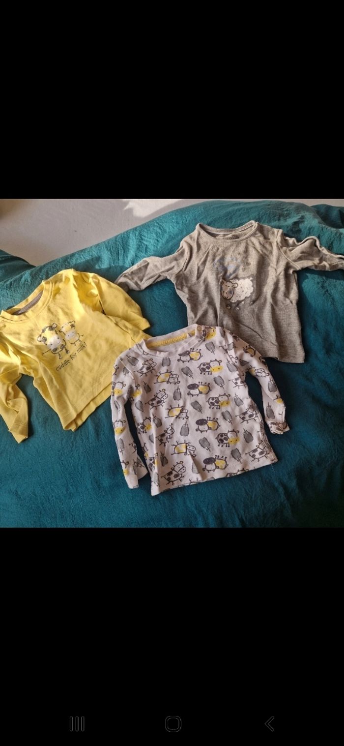 Lot de 3 tee-shirts manches longues.
Taille 6-9 mois ( 62/68cm)
