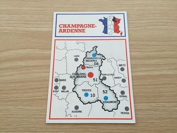 Carte région Champagne-Ardenne pièce détachée jeu de société Richesses de France édition Nathan #A42