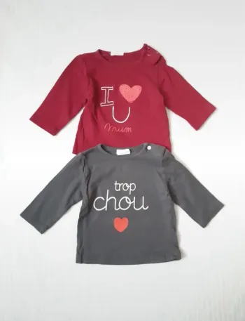 Lot de 2 tee-shirts manches longues 3 mois