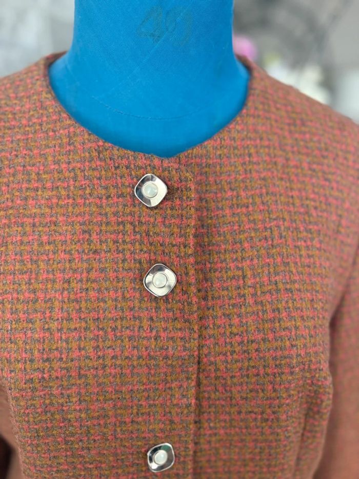 Veste vintage des années 70 - en très bon état - marron/fuchsia - taille 38/M - photo numéro 2