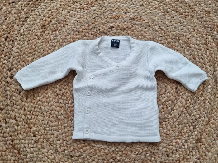Pull en maille blanc Kiabi 1 mois 56 cm 4 kg