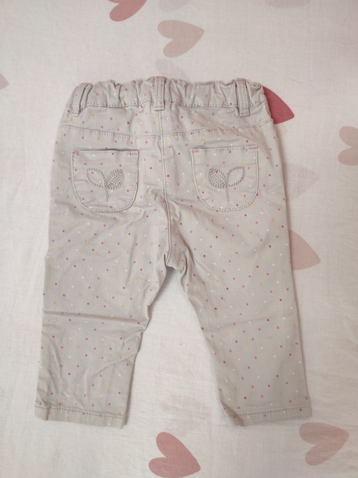 Pantalon gris - à pois - 12 mois - Très bon état - Obaïbi - photo numéro 2