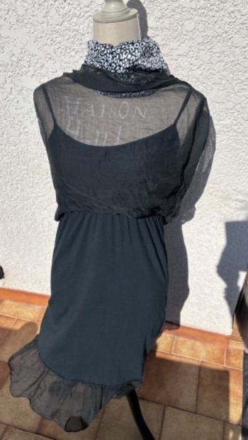 Robe débardeur mousseline noire JS millenium taille 34 xs