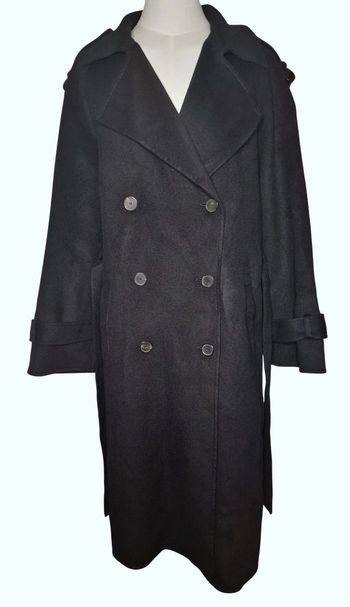 Manteau long noir ceinturé The Kooples laine/polyamide Taille 1 femme