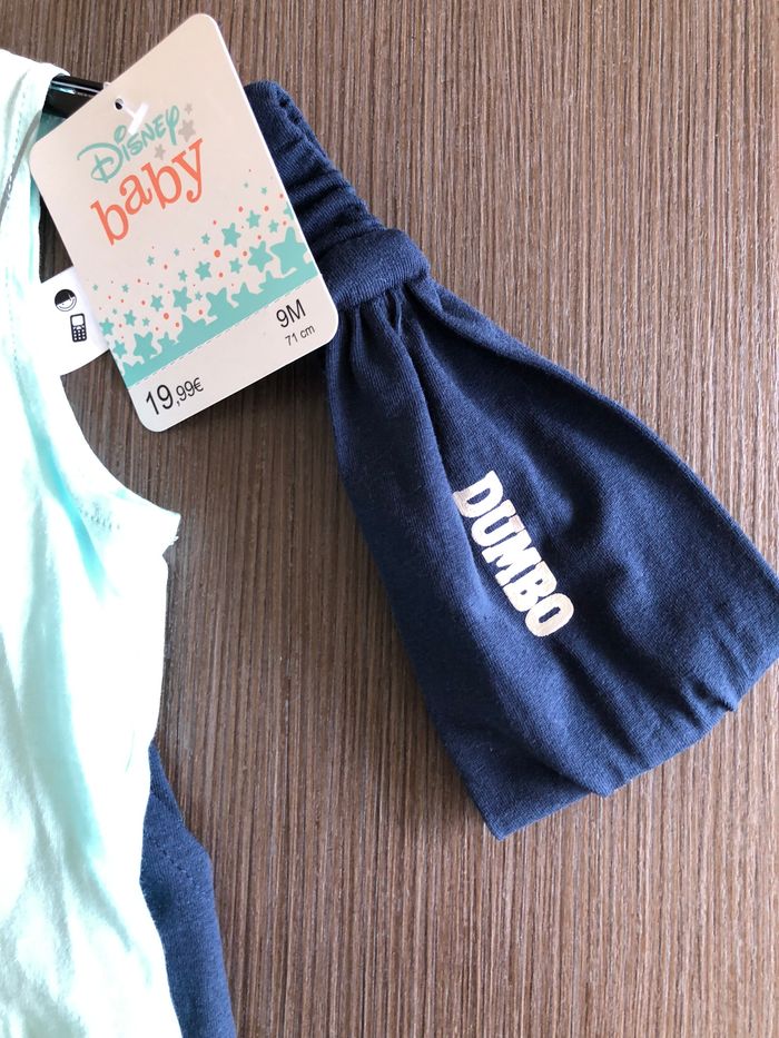 ensemble fille tee shirt short dumbo disney 71 cm 9 mois - photo numéro 3