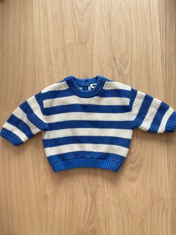Pull bébé garçon Tape à l’œil 6 mois rayures bleu et blanc comme neuf
