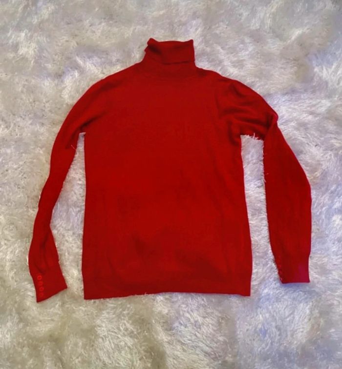 Pull col roulé rouge Nina Kalio S - photo numéro 3