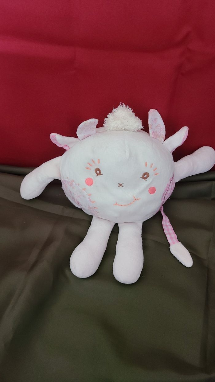 TAKINOU SOS DOUDOU VACHE GIRAFE QUASI PLAT ROSE FLEURS - photo numéro 3