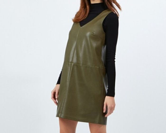 Etam -Robe Urban simili cuir - kaki T42