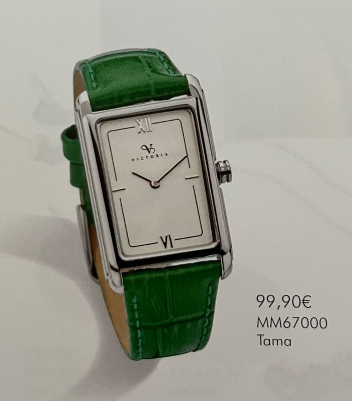 Montre acier Victoria bracelet cuir vert - Neuve  - Valeur 99,90€ - photo numéro 6