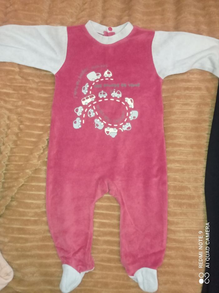 Pyjama velours bébé mixte, taille 6 mois