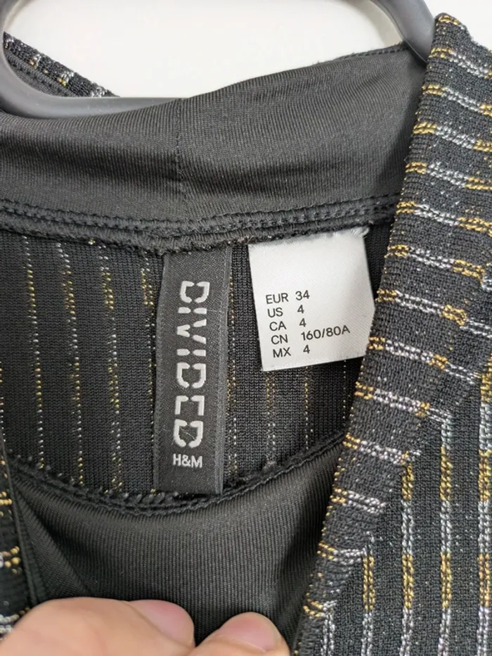 Robe moulante noire rayures dorées - H&M Divided 34 (XS) - photo numéro 3