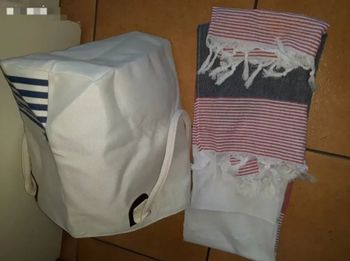 Grand sac et grand drap de plage à franges