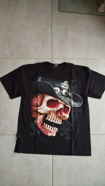 Tee-shirt noir tête de mort taille l homme