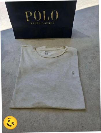 T-shirt Ralph Lauren XL coupe col rond Beige Homme Men tee112