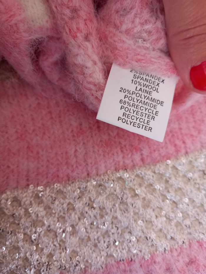 Sublime Gilet femme laine taille unique 36 au 42 rose argenté - photo numéro 6