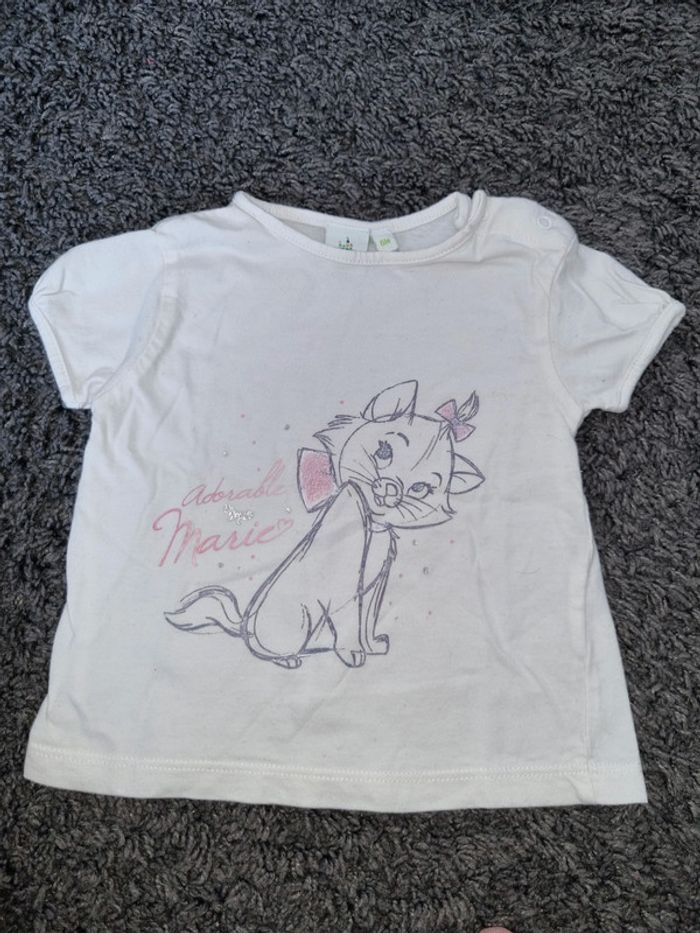 T-shirt blanc MC Marie de Disney 6 mois