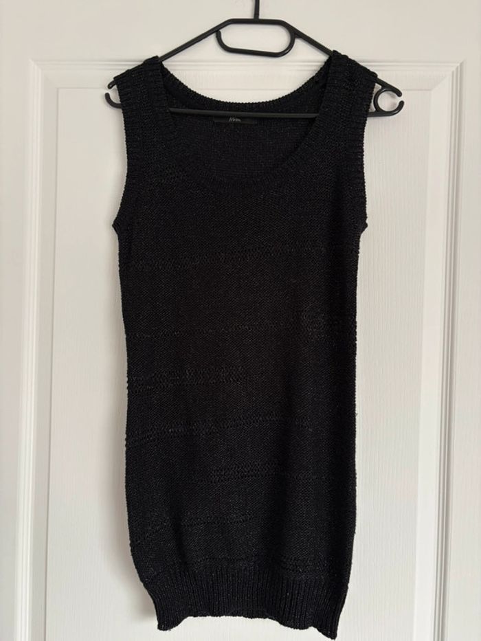Pull à grosses bretelles noir paillettes Mim M très bon état - photo numéro 2