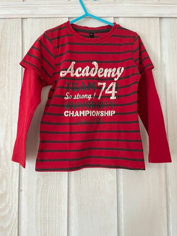 T-shirt ML effet 2 en 1 rouge - 5ans