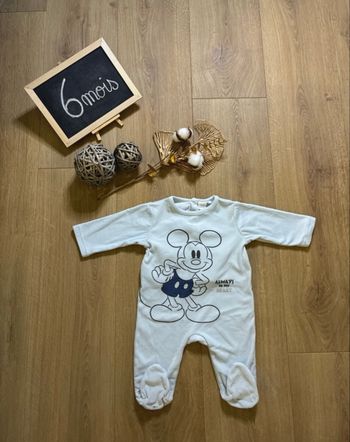 🐭 Pyjama velours Disney Baby 6 mois – Mickey bleu ciel
